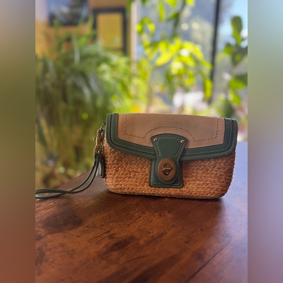 Coach Handbags - Coach Summer Wicker Aqua Wristlet
